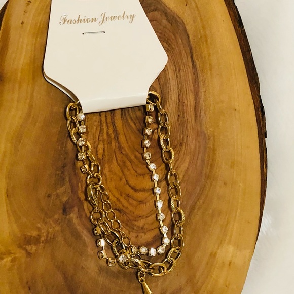 Gold Double Strand Rhinestone Bracelet - Picture 5 of 5